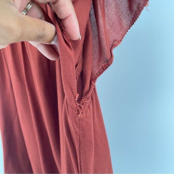 Mossimo Supply Co. Women’s Brown Boho Flowy Keyhole Rayon Short Sleeve Top XXL - Picture 7 of 12